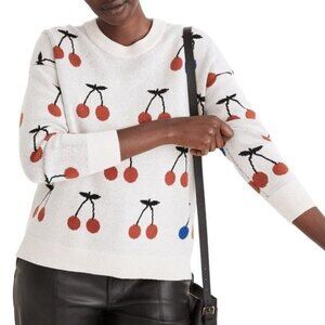 Madewell Novelty Cherry Print Long Sleeve Crew Neck Pullover Sweater (NWT)